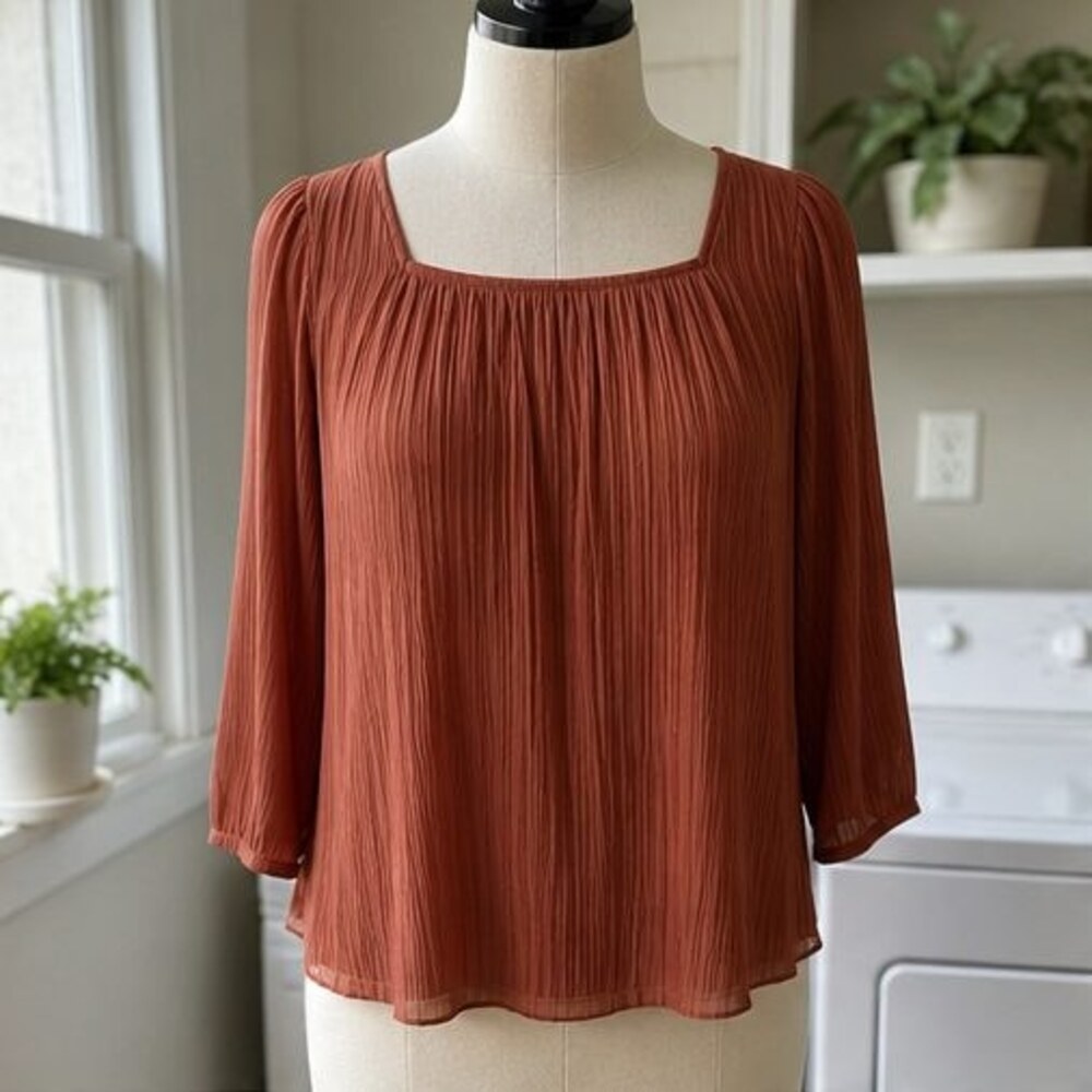Rust Pleated Blouse
